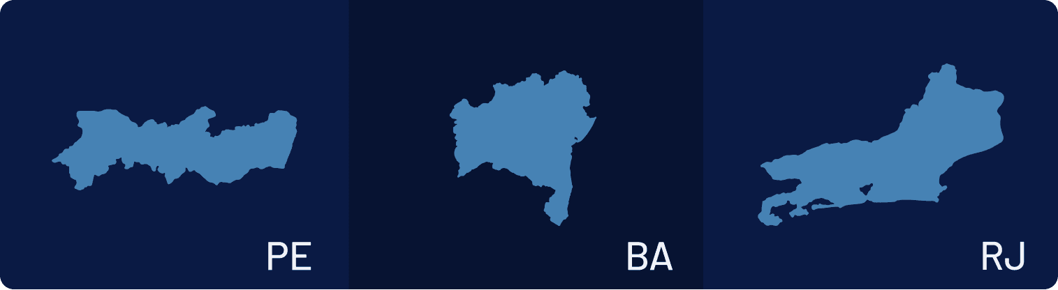 Mapa PE,BA,RJ